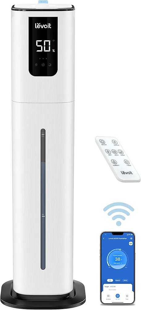 LEVOIT OasisMist 1000S (10L) Smart Humidifier for Home Large Room Bedroom, Last 100 Hours Suitable for Indoor Plant, Cover up to 600ft², Easy Top Fill, Remoter & Voice Control, Auto Mode, Quiet, White