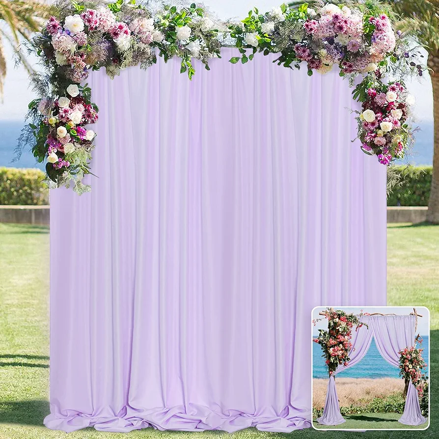 MYSKY HOME 10ft x 10ft Curtains Backdrop Curtains for Parties Light Purple Background Curtains Drapes Wedding Curtains Stage Curtains Rod Pocket Drapes Backdrop for Baby Showers, 5ft x 10ft, 2 Panels