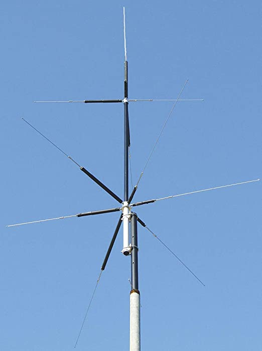 MFJ-2389 Compact 8-Band (80, 40, 20, 15, 10, 6, 2M & 70CM) Vertical HF/VHF/UHF Antenna - Handles 200W PEP