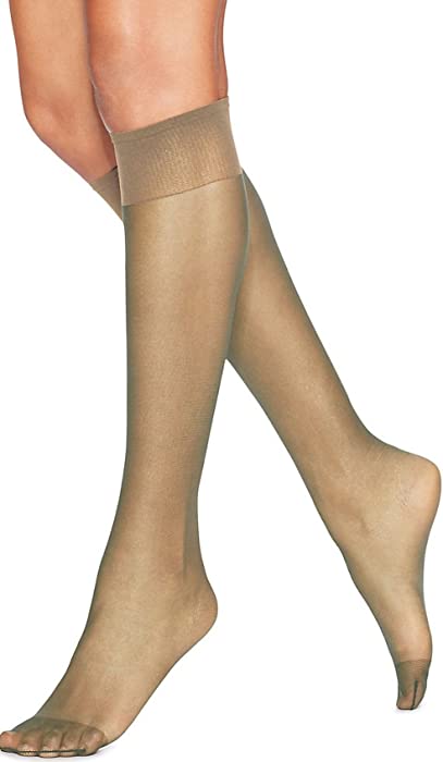 Hanes Silk Reflections Women's Knee High Reinforce Toe 2 Pack