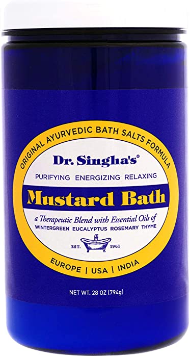 Dr. Singha's Mustard Bath Salts, Therapeutic Bath Detox, 28 Ounce - Relaxing Bath Soak for Sore Muscles, Restless Nights, Aches, Stress & Tension