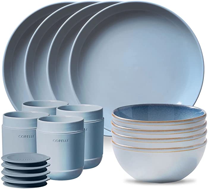 Corelle 16pc Stoneware Nordic Blue Set