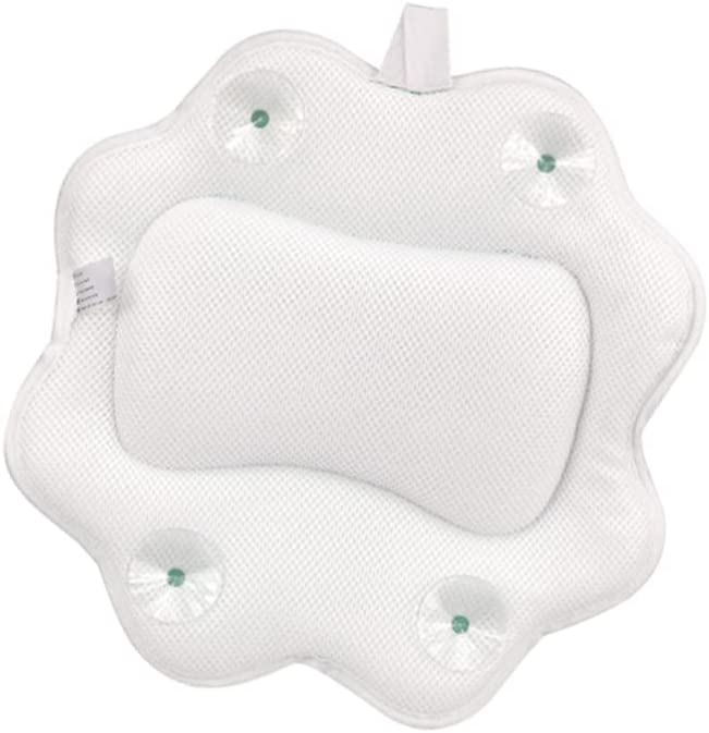 EXCEART Pillow with Suction Cups Bathtub Cushion Waterproof Spa Soft Pillow Headrest for Shoulder Neck Suppor Hot Tub Spas White