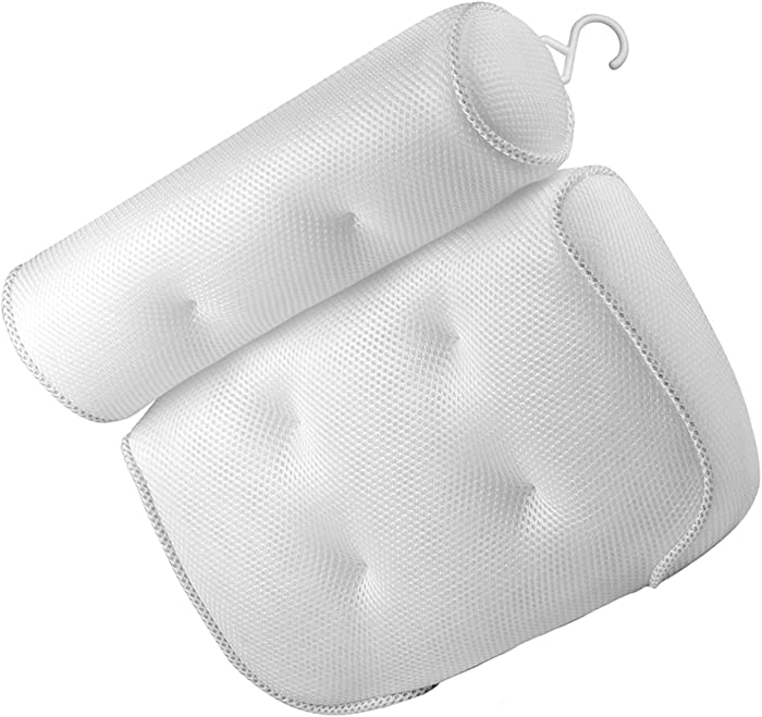 FJZFXKZL Bath Pillow, Breathable Bath Pillow 3D Mesh Spa Bath Pillow with Suction Cups Neck and Back Support Spa Pillow Home Hot Tub Bathroom Accessories Bath Decor