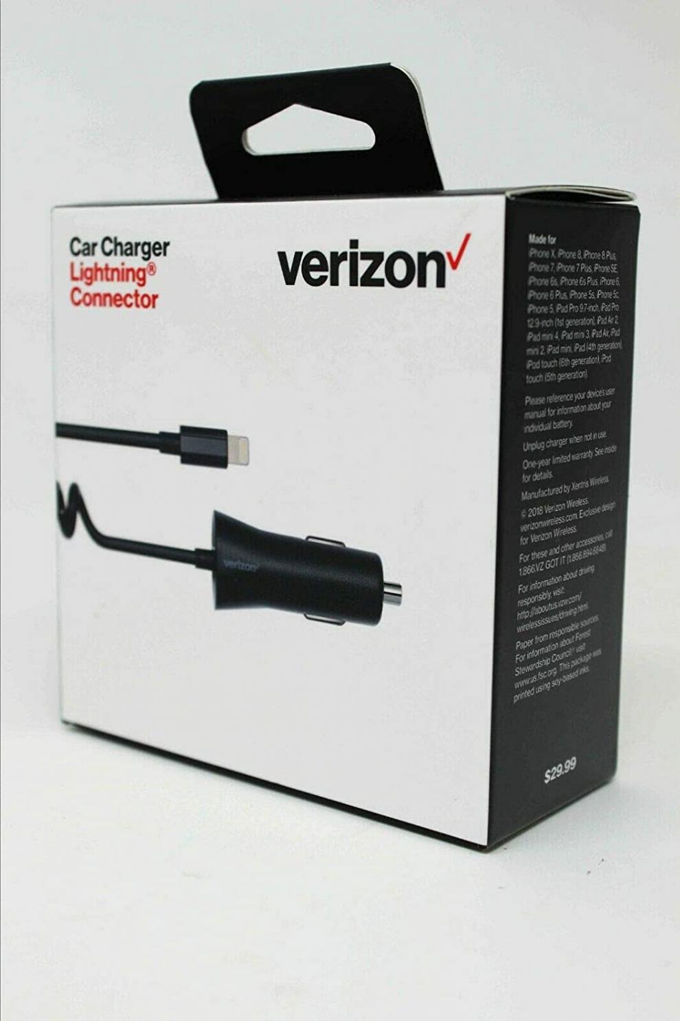 Verizon 2.1A Vehicle Charger for Apple Lightning Device, Black