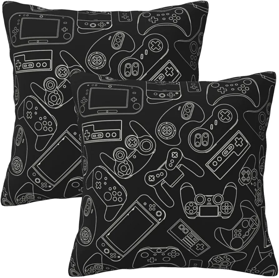 Gamer Farmhouse Throw Pillow Covers 18x18 Inch gaming Pillow Case Soft Pillowcase Cushion Covers Set of 2 for Sofa Bed Bedroom Car Chair Living Room Home Decorative