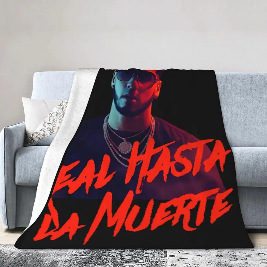 Anuel Rapper Aa Singer Real Hasta La Muerte Blanket Flannel Soft Throw Blankets Sofa Bed Blanket for Living Room Four Seasons Air Conditioner 60"X50"