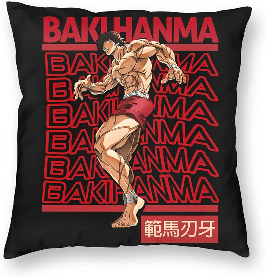 Anime Baki The Grappler Baki Hanma Throw Pillow Cases Dorm Decor for Bedroom Living Room 24"X24"