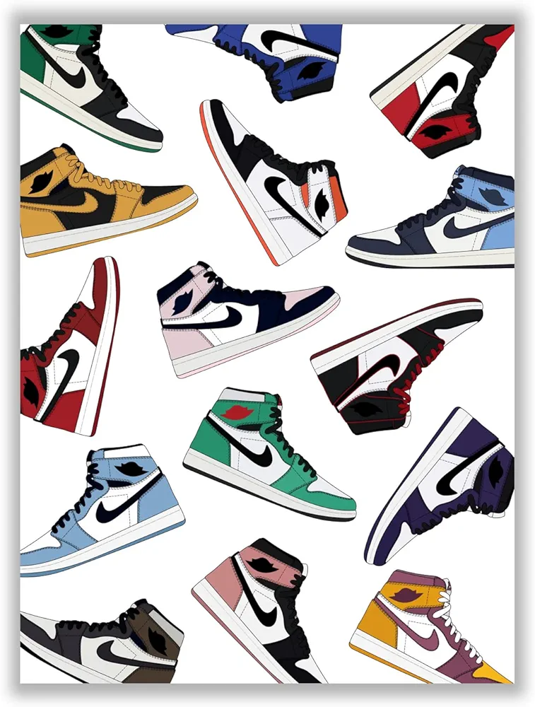 Hypebeast Custom Sneaker Poster – (12x16 Inch) Unframed – AJ Wall art, Hypebeast Room Decor, Michael Jordan Poster, Sneaker Air Gym Shoes Shoebox Collection Aesthetic Cool Poster for Teen Boys Guys