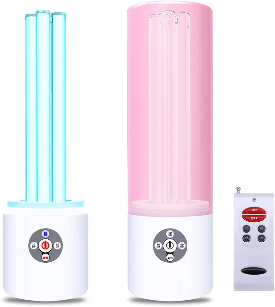 UV Light Sanitizer, 55w UVC Lamp for Room Surface Disinfection up to 750 sqft, Home/School/Hotel/Travel, Kills 99% Bacteria/Molds/Dust Mites, 1Y warranty (Pink Ozone Free)