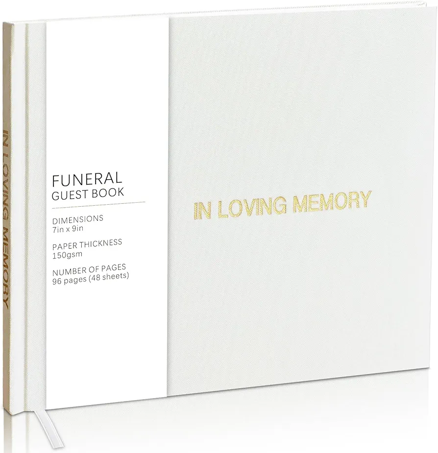 Funeral Guest Book - Premium 7in x 9in Memory Book for Celebration of Life, Sign in for Guests, Perfect for Family, Friends, and Funeral Services