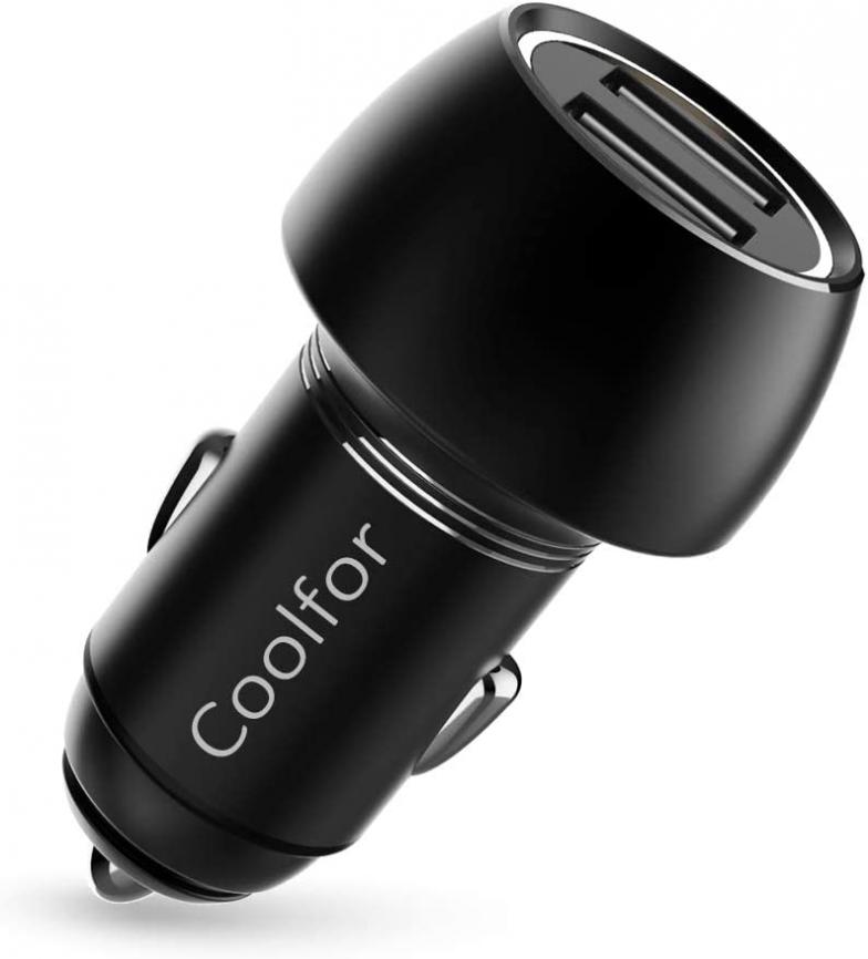 Fast USB Car Charger Adapter, COOLFOR Quick Charge 3.0 36W Aluminum Car Charger Compatible with iPhone Xs/XS Max/XR/X/8/7,iPad Pro/Air 2,Samsung Galaxy S9/S8/S7/S6 Edge,Google Pixel,LG and More,Black