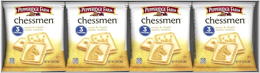 Pepperidge Farm Chessmen Butter Cookies Multipack, 8 Packs, 3 Cookies per Pack