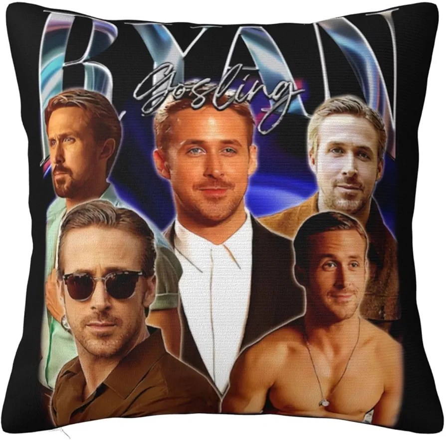 Ryan Gosling Throw Pillow Covers Square Throw Pillow Case Print Graphic Decorative Pillowcase for Bedroom Sofa Living Room 16"X16"