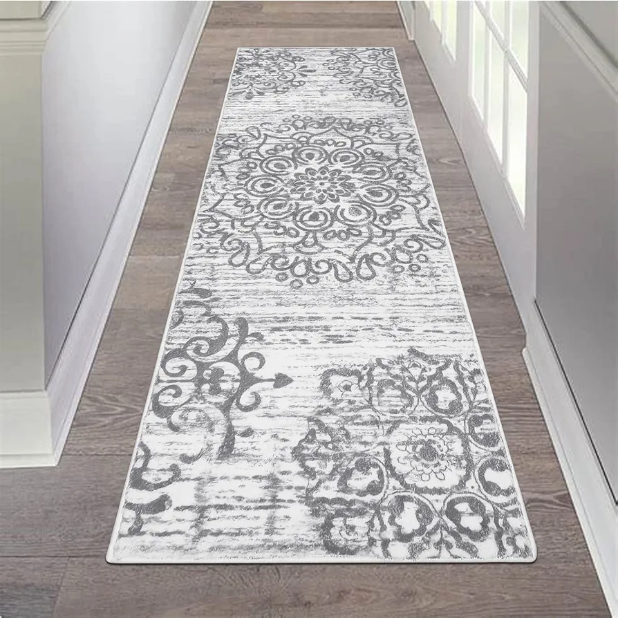 HEBE Hallway Runner Rug 2'x6' Washable Vintage Distressed Area Rugs Non Slip Laundry Rug Runner Boho Floor Carpet Runners for Hallways Entryway Laundry Room Kitchen Bathroom