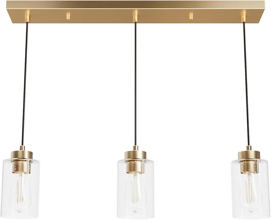 Hunter - Hartland 3-light Alturas Gold, Large Cluster Light, Dimmable, Transitional Style, Linear Shaped, for Bedrooms, Kitchens, Dining, Living Rooms - 13069