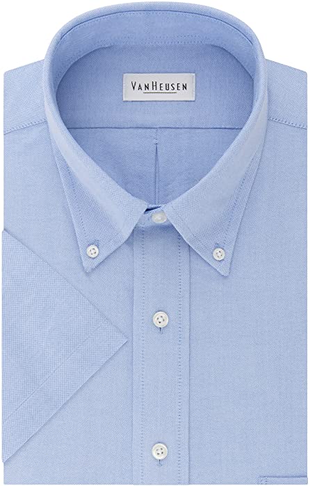 Van Heusen Men's Short Sleeve Dress Shirt Regular Fit Oxford Solid