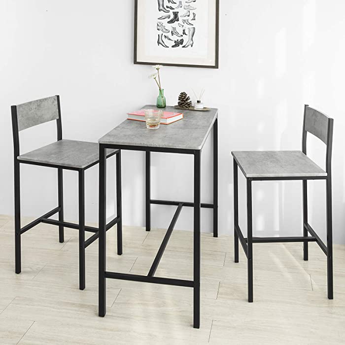 Haotian OGT03-HG, Bar Set-1 Bar Table and 2 Stools, 3 Pieces Home Kitchen Breakfast Bar Set Furniture Dining Set, 33.7 ”Height Table