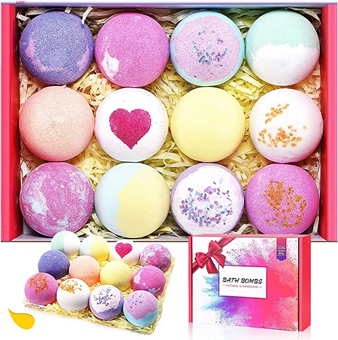 BoiClewny Bath Bombs, 12PCS Bath Bombs for Women Handmade Bath Bomb Set Rich in Essential Oils, Shea Butter, Sea Salt,