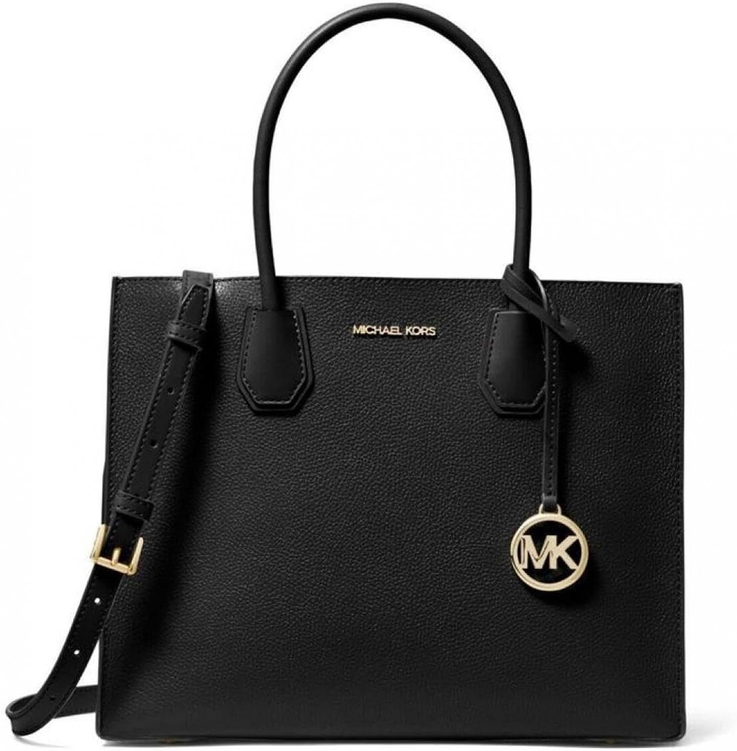 Michael Kors Mercer Large Pebbled Leather Accordion Tote Bag Black