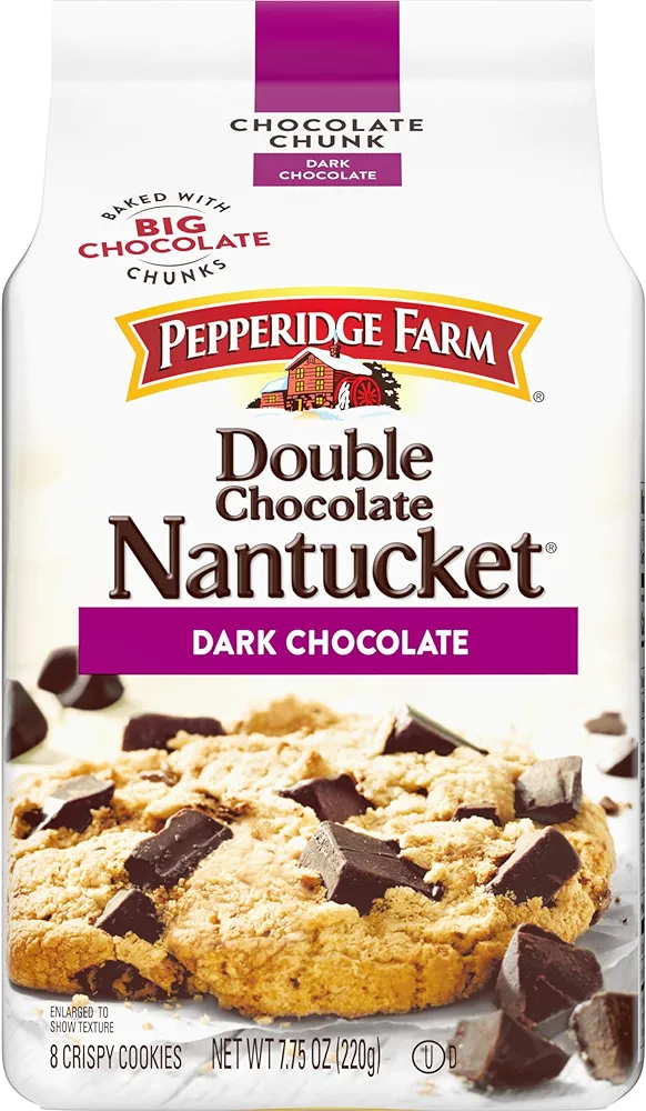 Pepperidge Farm Cookies Nantucket Crispy Double Dark Chocolate Chunk Cookies, 7.75 OZ Bag (8 Cookies)