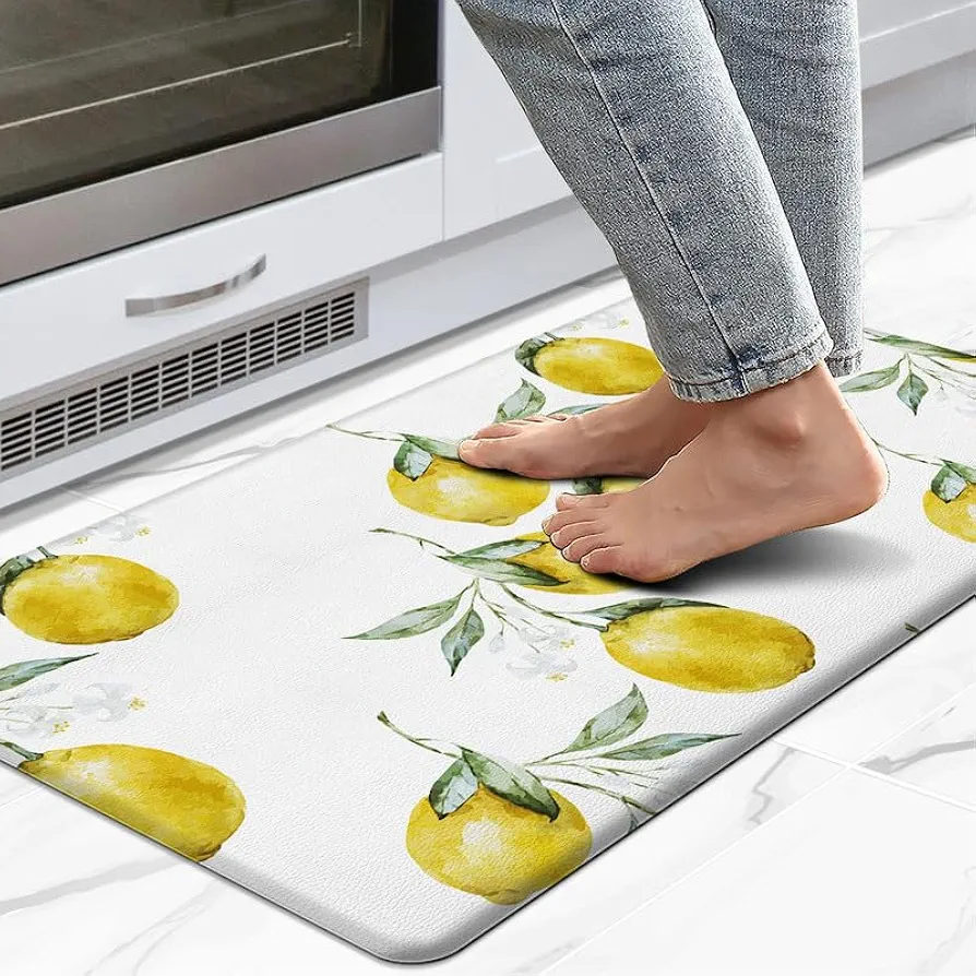 Lemon Kitchen Mat, Lemon Kitchen Rug, Farmhouse Decorative Rug for Kitchen, Anti Fatigue Mats for Kitchen Floor Cushioned, Waterproof Standing Mat for Kitchen Office Laundry Room 17.3 * 29''