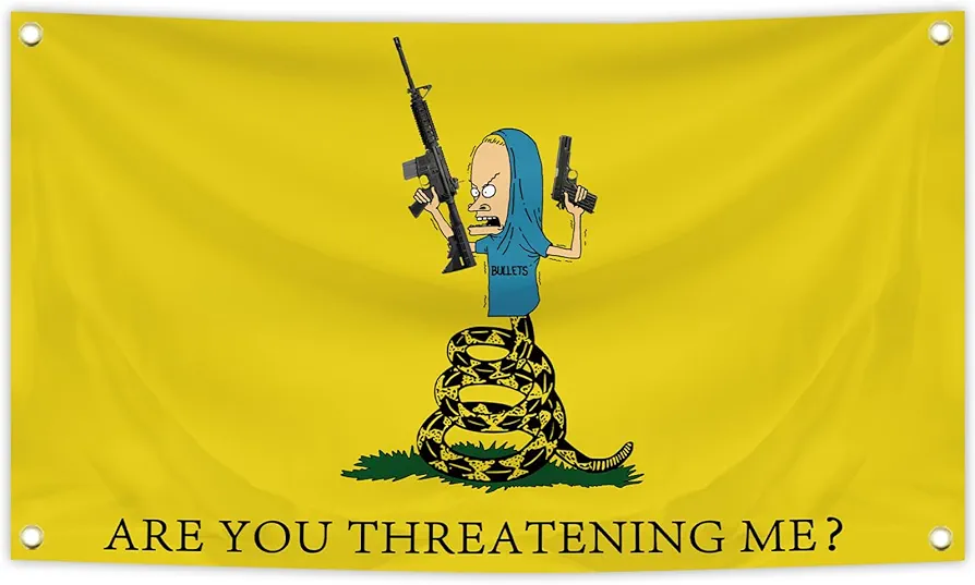 Are You Threatening Me Flag Yellow Banner 3x5 Feet Tapestry with 4 Brass Grommets For College Dorm Room Man Cave Frat Wall Outdoor Indoor Decor