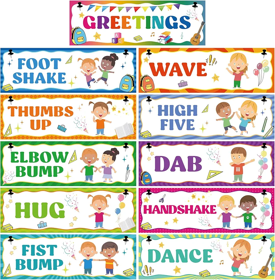 Wehhbtye Greeting Choice Classroom Rules Posters,Social Greeting Poster,Classroom Must Haves Poster for Teacher Supplies and Preschool