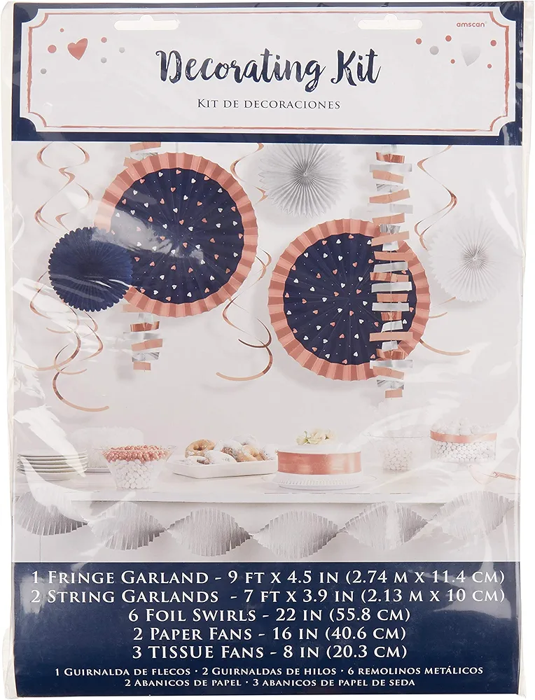 amscan Room Decorating Kit | Assorted | Navy Wedding | 14 Pcs.