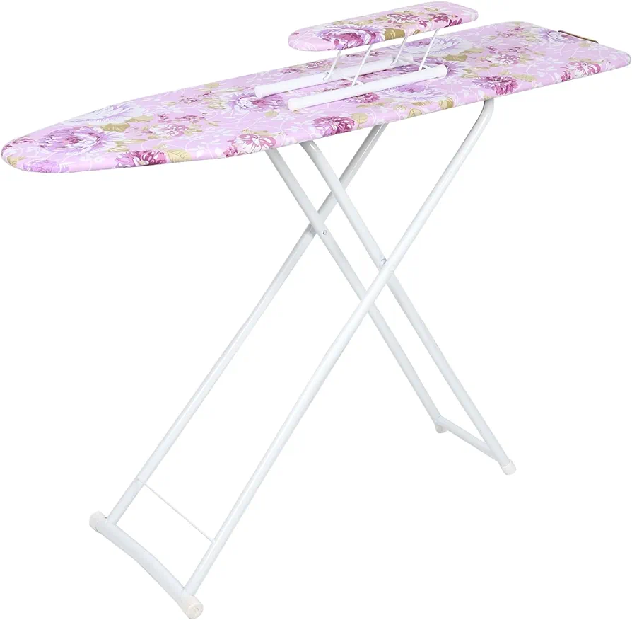 42 Inch Ironing Board, Full-Size Foldable Ironing Board, Wide Household Ironing Board, Adjustable Height Extended Ironing Board Outside with Heat-Resistant Cover for Home Laundry Room or Dorm