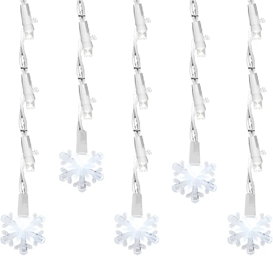 Brite Star Icicle Lights, Pure White with Snowflake