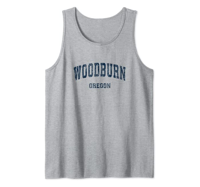 Woodburn Oregon OR Vintage Varsity Sports Navy Design Tank Top