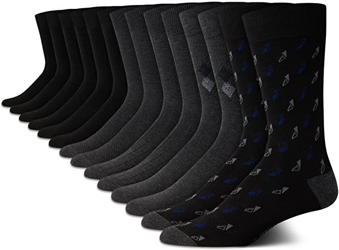 Van Heusen Men's Dress Socks - Lightweight Mid-Calf Crew Dress Socks (14 Packs)