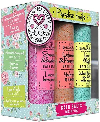 Bella & Bear Paradise Fruits Bath Salts, Foot Soak, Detox, Fruity Scents, Pack of 6, 2oz