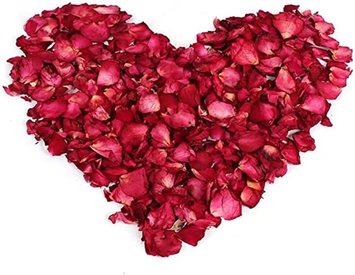 UPSTORE 100g Natural Real Red Rose Flower Petals Red Dried Rose Flower Petal for Bath Foot Spa Wedding Decoration Home Fragrance DIY Crafts Accessories (Red)