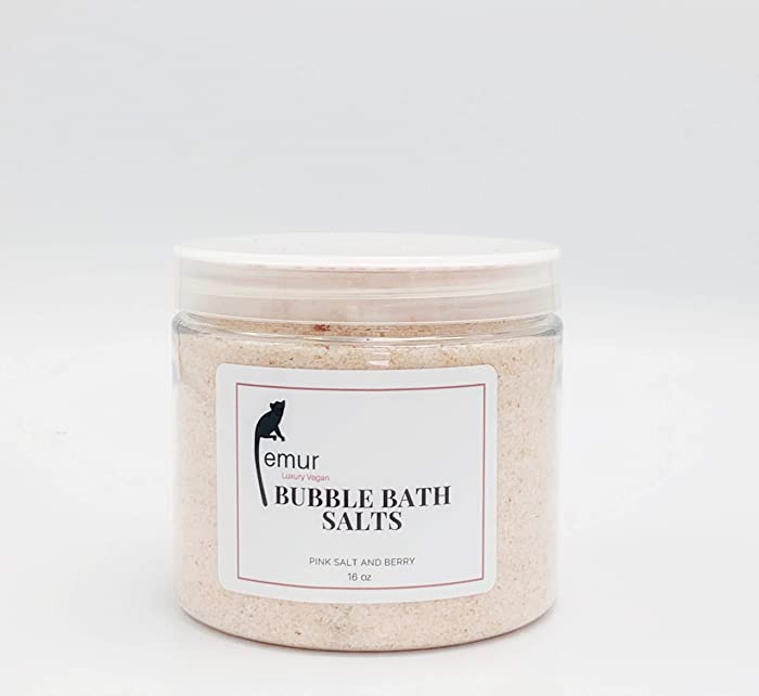 Lemur - Bubble Bath Salts - Pink Salt and Berry (16oz) Vegan| Refreshing and Hydrating Bath Salts, Organic Bath Ritual, Exhilarating Berry with Epsom Salts and Almond Oil