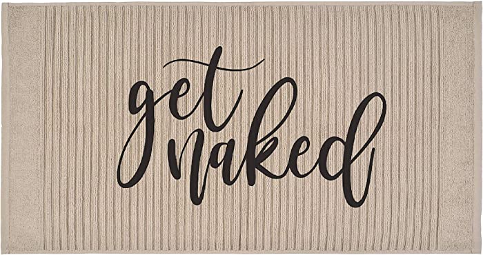 Ink Trendz Get Naked Cotton Hotel Style Bath Mat, Bath Tub Mat, 20"x 32" Ideal for Home, Hotel, Guest Room (Buff)