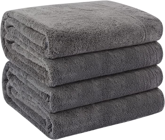 KinHwa Microfiber Bath Towel Large Bathroom Towel Absorbent Shower Towels Soft Bath Towels Large Size for Women Men Ideal for Spa, Swimming, Pool Dark Gray 2 Pack 30inch x 60inch