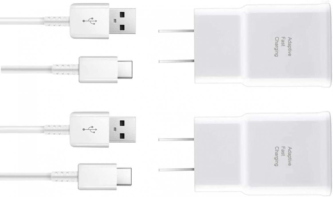 Samsung Adaptive Fast Charger Kit,LaoFas Quick Charge USB Wall Charger for Samsung Galaxy S10/S9/S8/S8 Plus/Note8/9{2 Type-C Cables + 2 Wall Chargers}Charge up to 50% Faster (White)