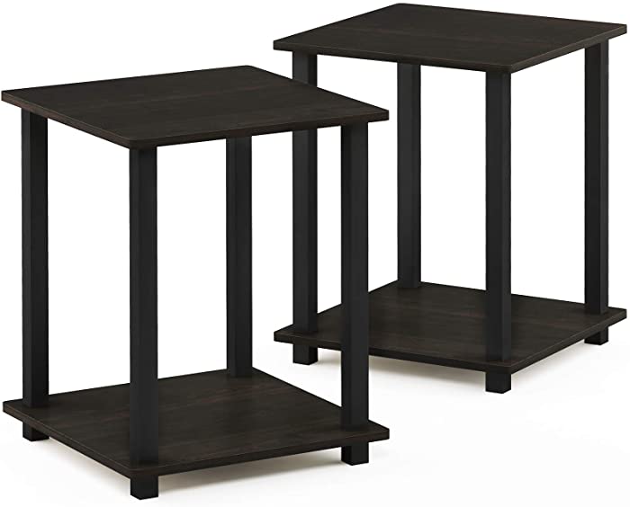 Furinno Simplistic Set of 2 End Table, Espresso/Black