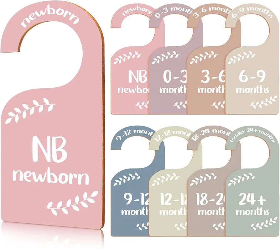 Wooden Baby Closet Dividers, 8 Pcs Double-Sided Baby Clothes Organizer from Newborn to 24 Month, Baby Clothes Dividers for Baby Room, Nursery, Daycare Wardrobe