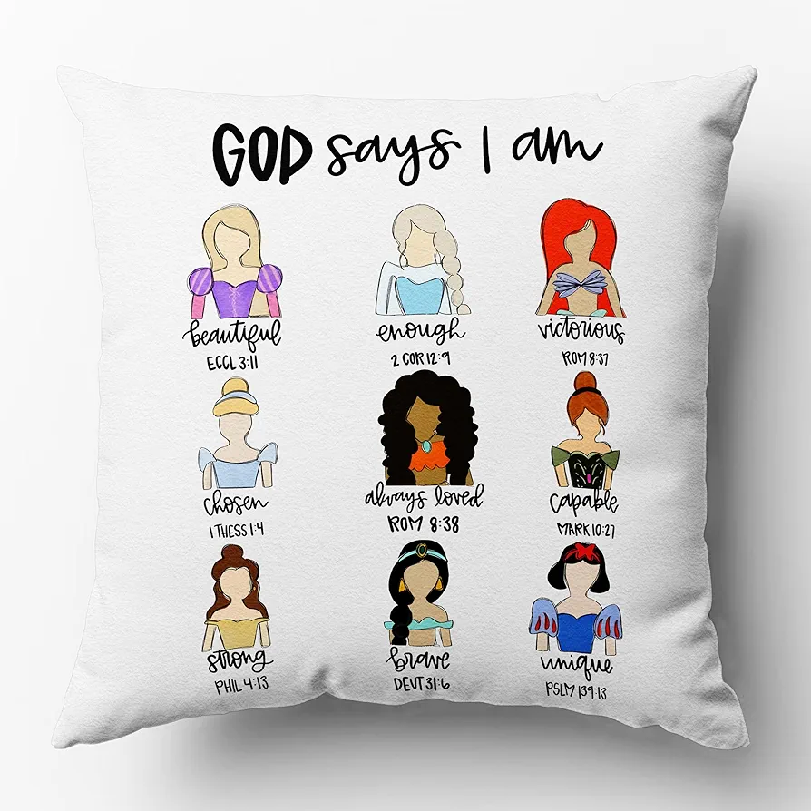 Bible verse verses decor Throw Pillow Covers case 18x18，God says I am beautiful Inspirational Quotes，christian gifts for Kids，inspirational motivational gifts for Kids,princess room decor