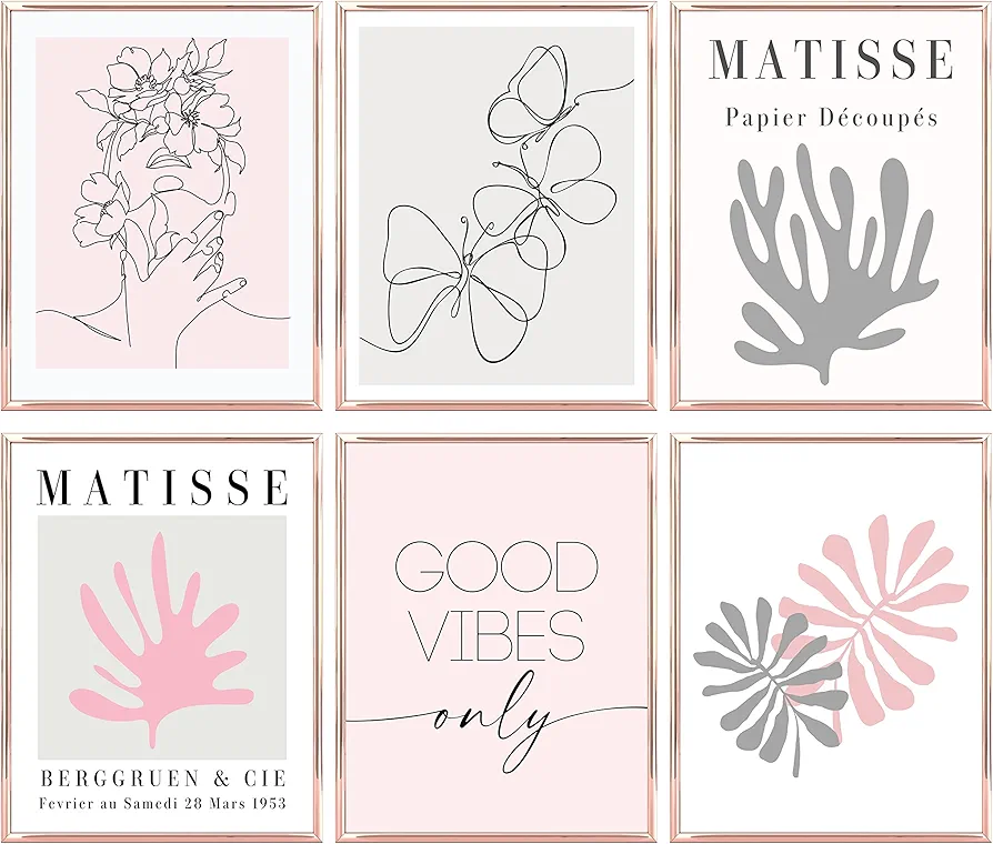 Light Pink and Grey Posters, Clean Aesthetic Coquette Cute Pictures for Bedroom, Dorm Decor, Blush Pink and Grey Room Decor for Wall, Apartment Decor for College Girls , Teen Girls 8x10 UNFRAMED