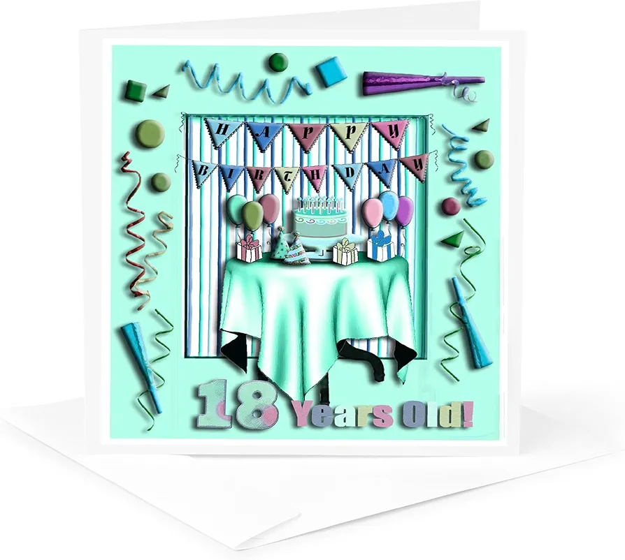 Greeting Card - Birthday Room in Green Happy Birthday 18 Years Old - Birthday Invitation Design