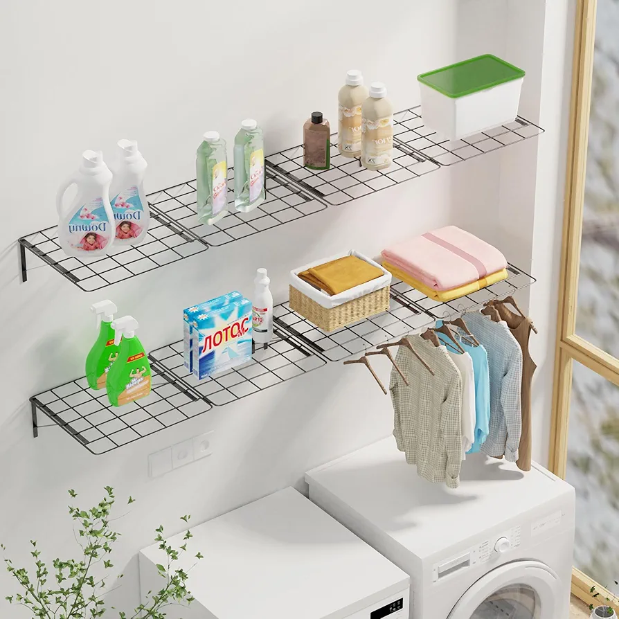 Laundry Room Shelves Wall Mount. Wall Bracket Above Washer and Dryer for Laundry Room Organization and Storage,Wall Mounted Closet Wire Shelving for Laundry Room, Bathroom, Closet, Bedroom