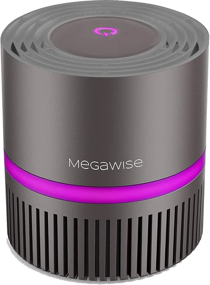 MEGAWISE Air Purifier for Home Bedroom Small Room Office, 3-IN-1 Filtration Air Cleaner for Smoke, Dust, Pet Dander, 100% Ozone Free, Available for California