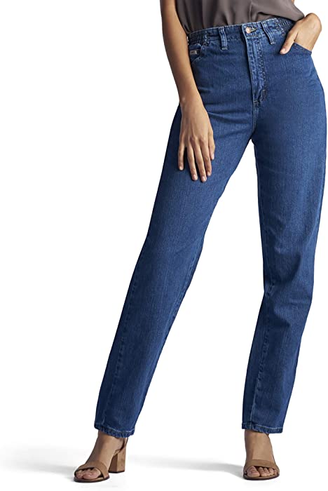 LEE Women's Relaxed-Fit Side Elastic Tapered-Leg Jean