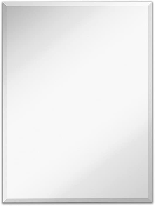 Hamilton Hills Large Simple Rectangular 1 Inch Beveled Wall Mirror | Premium Rectangle Glass Panel Vanity, Bedroom, or Bathroom Hangs Horizontal & Vertical Frameless (30" W x 40" H)