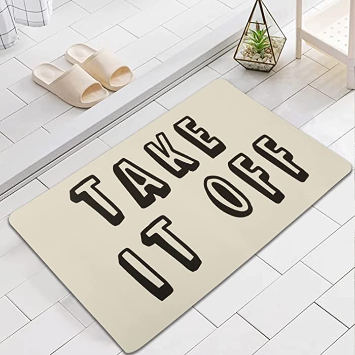 Take It Off Bath Mat Cute Funny Beige Quick Dry Non Slip Diatomaceous Bathroom Mat 20×31.5