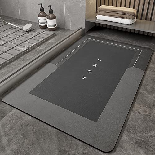 Super Absorbent Floor Mat, Napa Skin Quick-Dry Bath Mat Non-Slip Soft Super Absorbent Bathroom Carpets Kitchen Entrance Door Mats Home Floor Mat 19.7"x31.5", Square Dark Gray